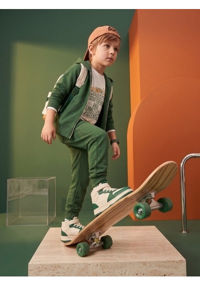 Zekids Erkek Çocuk Yazı Baskılı Uzun Kollu T-shirt-17451 Ekru
