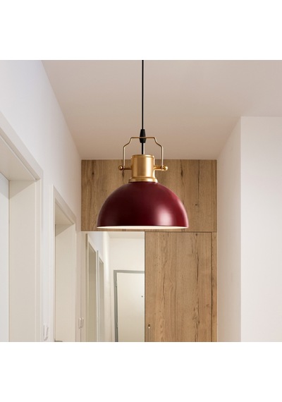 Haus Minimal Gold Detaylı Metal Wine Red Sarkıt Küçük Alanlara Uygun Mutfak Koridor Avize Kırmızı