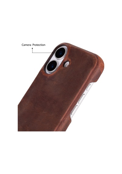 Bloomcase Ultimate Jacket Saddle Brown - Apple Uyumlu iPhone 17 6.3" Hakiki Deri Kılıf Kahverengi