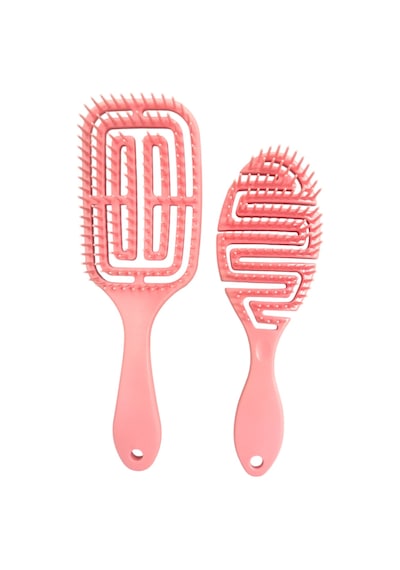 Croc Saç Fırçası Seti 2li Somon - Saç Açıcı Fırça, 3d Detangler Brush - Tarak Hediyeli
