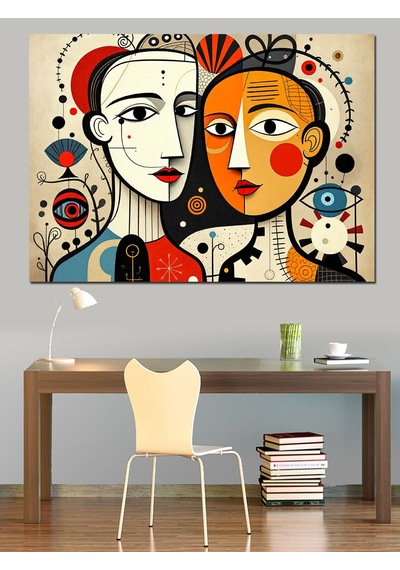 Soyut Yüzler Ve Sanat Dekoratif Kanvas - Mdf Ahşap Tablo