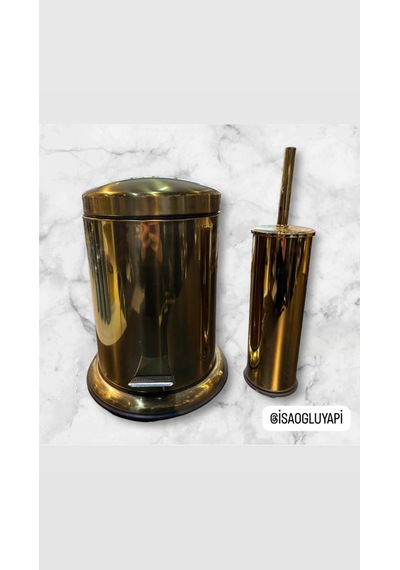 İsaoğlu Yapı Gold Çöp Kovası Ve Fırça Pirinç Banyo Çöp Kovası Gold Yavaş Kapanan Tasarım Gold Altın