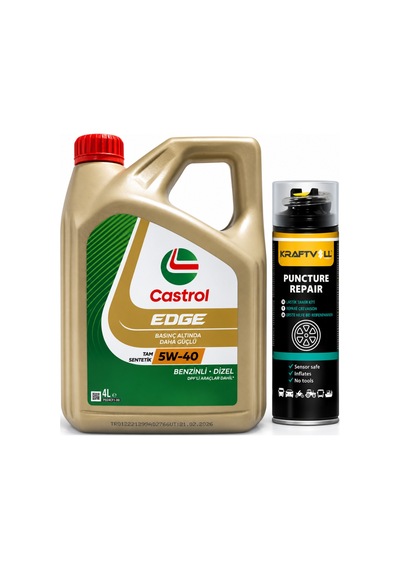 Castrol Edge DPF Motor Yağı 5W-40 4 L + Lastik Tamir Kiti 400 ML