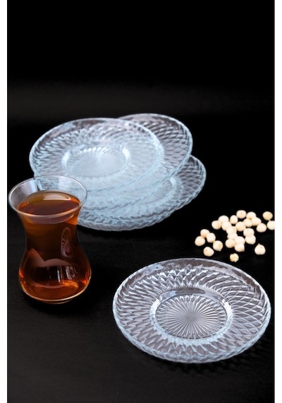 Tabak Evi Aden Sensu Cam Çay Tabağı 12cm Sade 6 Lı 2494 Şeffaf