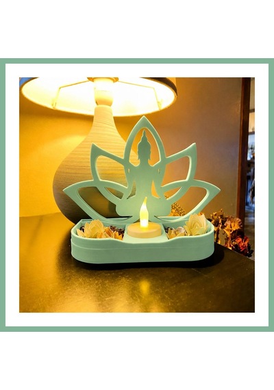 Bşkvirgo 3d Baskı Lotus Buda Mumluk - Dekoratif Tealight Mumluk-mint Bsk2026