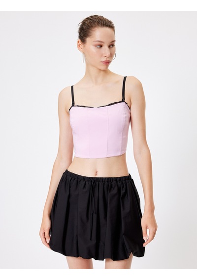 Koton Crop Korse Görünümlü Büstiyer Çıkarılabilir İp Askılı Dantel Detaylı Slim Fit Pembe 4sal30079ıw Gül Koton Crop Korse Görünümlü Büstiyer Çıkarılabilir İp Askılı Dantel Detaylı Slim Fit Pembe 4sal30079ıw Gül