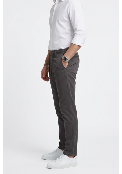 Deepsea Erkek Füme Esnek Kumaş Slim Fit Beli Lastikli Günlük Spor Pantolon 2601070