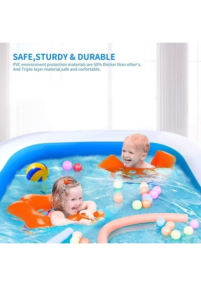 Bestway Dikdörtgen Şişme Çocuk Havuzu 54006, 262x175x51 Cm, Mavi, Tek Ebat Diğer
