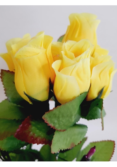 90'lar Temalı Dekoratif Işıklı Yapay Çiçek 27cm Sarı Gül