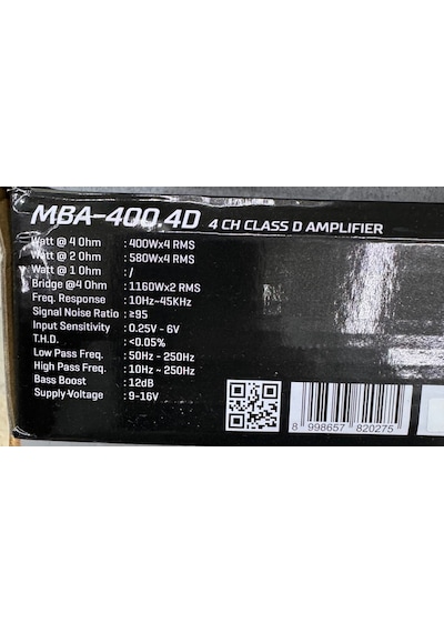 Mobass Mba-400.4d Rms Power 4 Ohm 400wx4chrms Profesyonel Oto Anfi