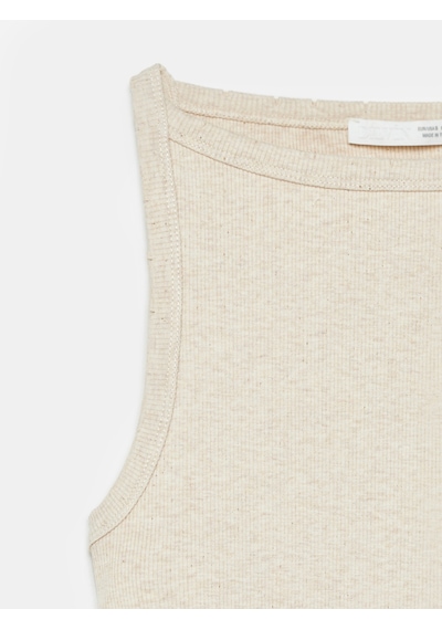 Dilvin 32892 Halter Yaka Top-bej Melanj