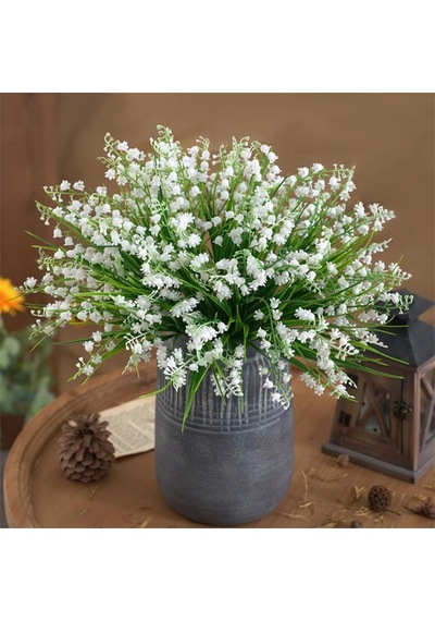 Yapay Çiçek Müge Çiçeği Sazlı Beyaz Çan Çiçeği Lily Of The Valley Demet