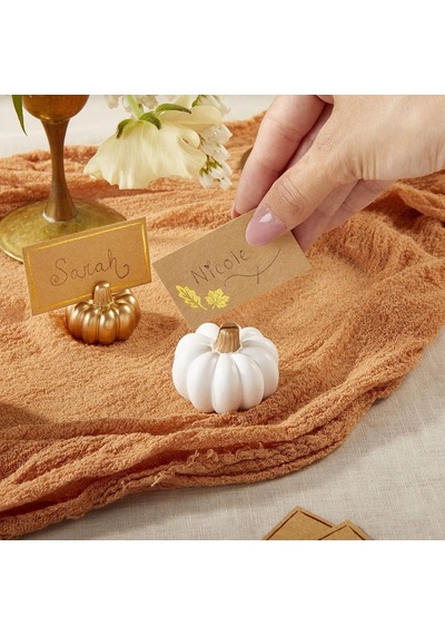 Kate Aspen Fall Decor Mini Altın Kabak Masa Kartı Tutucu 6 Adet , Şükran Günü Masa Dekorasyonu, Sonbahar Temalı Genel