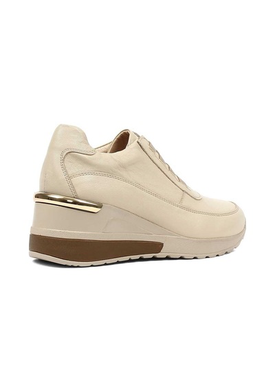 Kadın Bej Dolgu Topuklu Deri Sneaker