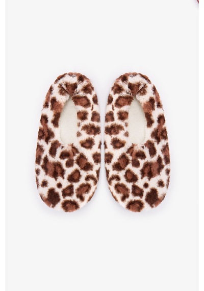 Penti Leopard Fluffy Patik Beyaz