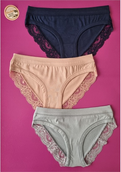 Demirsa Boutique Dantelli Ve Biye Detaylı 3'lü Lacivert, Pudra Ve Mavi Renk Modal Kadın Bikini Külot Lacivert Demirsa Boutique Dantelli Ve Biye Detaylı 3'lü Lacivert, Pudra Ve Mavi Renk Modal Kadın Bikini Külot Lacivert