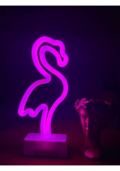 Dekoratif Flamingo Led Neon Gece Lambası Çok Renkli
