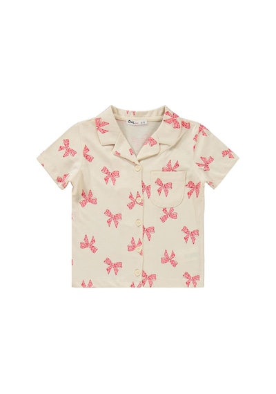 Civil Girls Fiyonk Desenli 10-13 Yaş Pijama Takımı - Fil Dişi