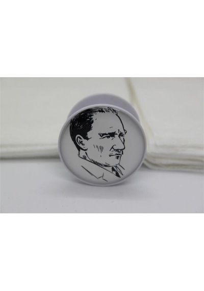 Popsocket Kemal Atatürk Siyah Beyaz Temalı Telefon Tutucu Gri