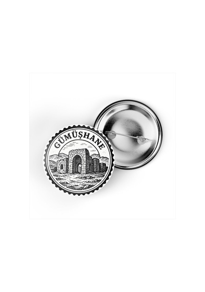5 Adet İğneli Çanta Rozeti - Santa Harabeleri - Gümüşhane - 44 MM Çok Renkli