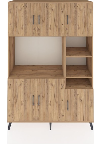 Hyperion Dolap 10 Raflı 6 Kapaklı 132x44x195 Çam-çam/çam Çam