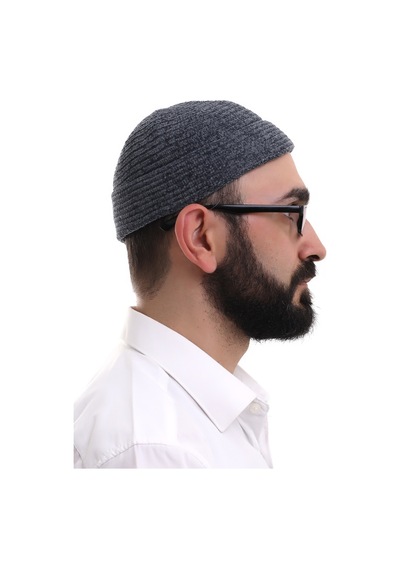 Füme Katlamalı Sade Desen Kışlık Kadife Takke Şapka