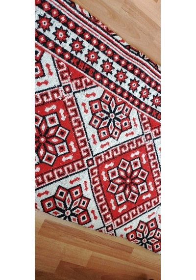 Makine Dokuması Çiçekli Desenli 3 Mekik Büyük Kalın Kilim