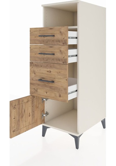 Kronos Dolap Tek Raflı 3 Çekmeceli Tek Kapaklı 44x59x134 Aytaşı-çam Aytası