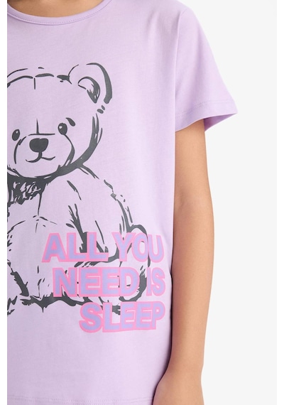 DeFacto Kız Çocuk Pijama Takımı Baskılı Kısa Kollu Üst Beli Lastikli Şort E6226A825HSPR249 Mor DeFacto Kız Çocuk Pijama Takımı Baskılı Kısa Kollu Üst Beli Lastikli Şort E6226A825HSPR249 Mor