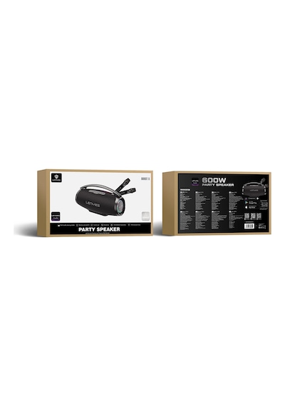 Lenyes Boost X Serisi Rgb Işıklı Çift Mikrofonlu Taşınabilir Bluetooth Hoparlör V5.3 600w Siyah