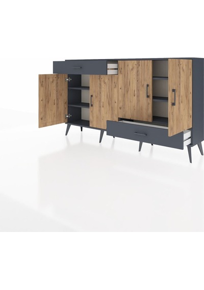 Arges Konsol 5 Raflı 2 Çekmeceli 4 Kapaklı 176x30x99 Antrasit-çam Antrasit-çam/antrasit Arges Konsol 5 Raflı 2 Çekmeceli 4 Kapaklı 176x30x99 Antrasit-çam Antrasit-çam/antrasit