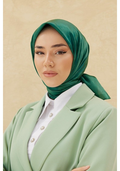 Silk Home Desenli Shiny Eşarp - 8647 - Zümrüt - Zümrüt