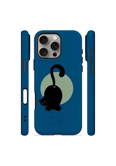 Velvoria Valestra Aylı Kedili Apple Apple iPhone Uyumlu 16 Pro Max Darbe Korumalı Kılıf Valestra Select - Aylı Kedili