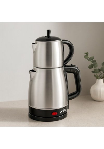 2in1 Çaycı & Kettle Elektrikli Çay Makinesi 1.7l + 0.7l Çelik