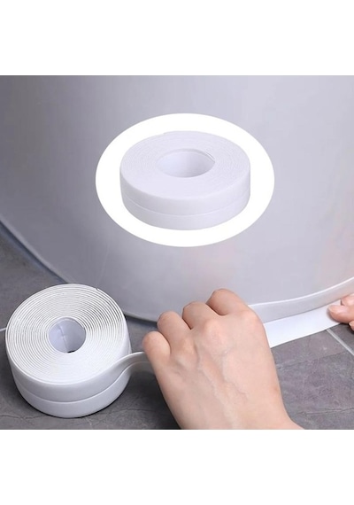Novahub Beyaz Banyo Duş Havzası Ve Küvet Sızdırmazlık Bandı Pvc Yapışkanlı Mutfak Sızdırmazlık Bandı Su Geçirmez Duvar Etiketi 3.8cmx3.2m Beyaz