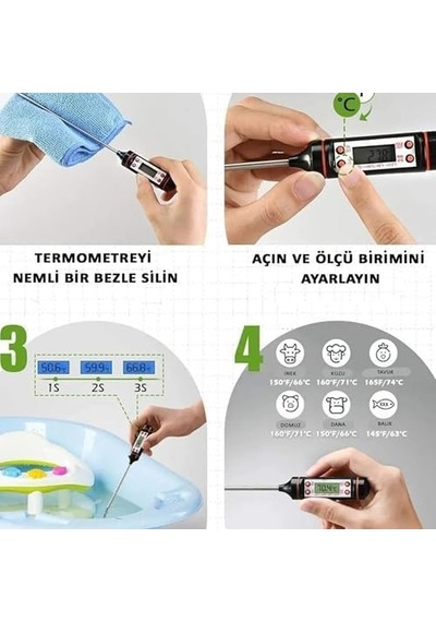 Gıda Termometresi, Dijital Gıda Termometresi, Et Termometresi, Süt Termometresi, Mutfak Termometresi