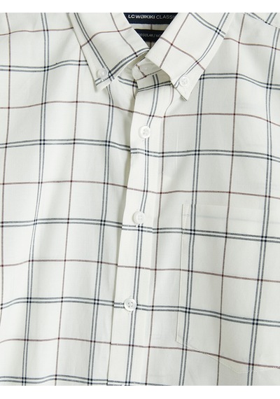 Lcwaıkıkı Classic Beyaz Regular Fit Ekose Oxford Erkek Gömlek