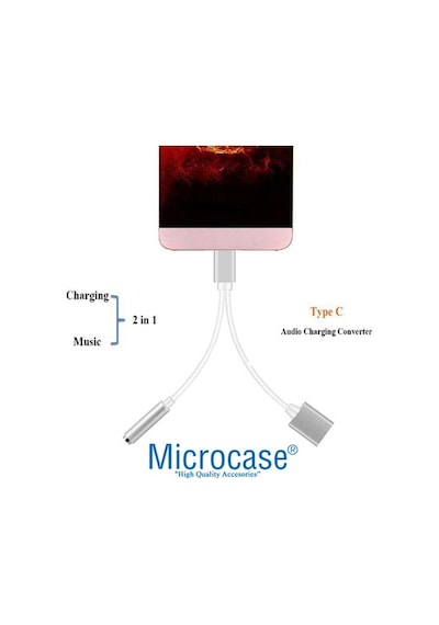Microcase Xiaomi Mi A2 Mi 6X Type-C Usb C 2In1 Şarj + Kulaklık