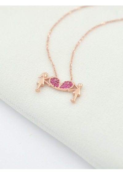 Brezza Lusso Jewelry Kalp Tutan Aşıklar Kolyesi Kadın Gümüş Kolye 42 CM