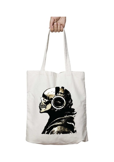 Art Hediye Skull Kuru Kafa Kulaklık İki Tarafı Kalıcı Baskılı Yıkanabilir Çanta Çok Renkli