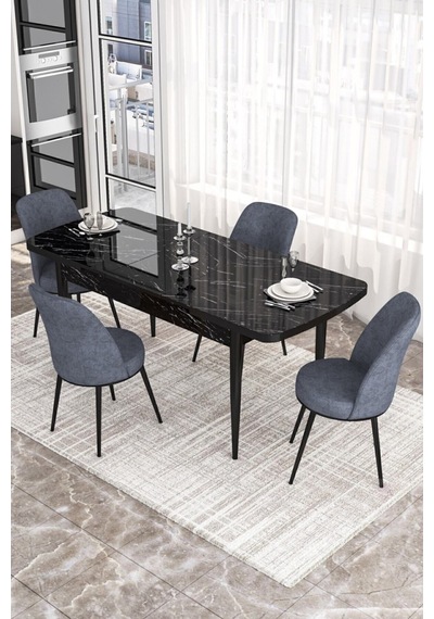 Canisa Concept Kor Serisi 70x114 Açılabilir Mutfak Masası Takımı Siyah Mermer Desen Masa 4 Füme Sandalye Masa Siyah Mermer Sandalyeler Füme Canisa Concept Kor Serisi 70x114 Açılabilir Mutfak Masası Takımı Siyah Mermer Desen Masa 4 Füme Sandalye Masa Siyah Mermer Sandalyeler Füme