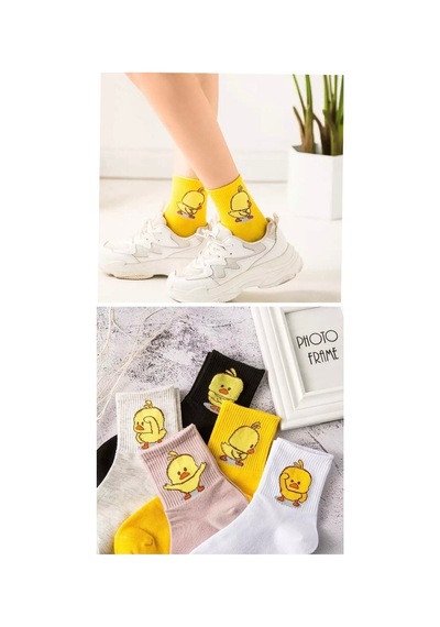 Worthy Socks 5 Çift Unisex Renkli Çeşitli Desenli Yıkamalı Civciv Kolej Tenis Çorap