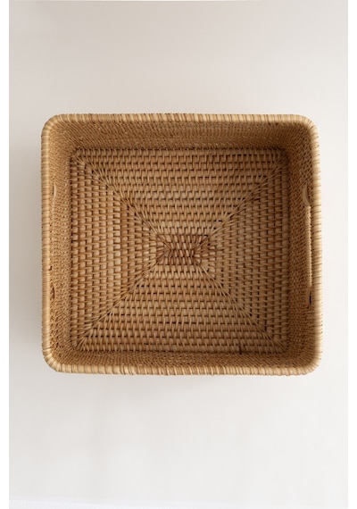 Meander Rattan Orta Boy Saklama Kutusu & Dekoratif Sepet 30x28x16 Natural