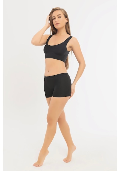 Basic Lazer Kesim Dikişsiz Kadın Boxer Külot 3'lü Paket Siyah Siyah