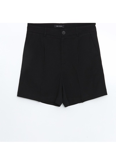 Lcw Vision Siyah Loose Fit Keten Karışımlı Kadın Şort