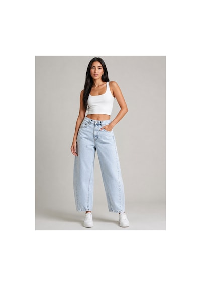 Bluemarlin Buz Kar Yan Pens İşlemli Parçalı Tam Kalıp Baggy Jeans Buz Kar