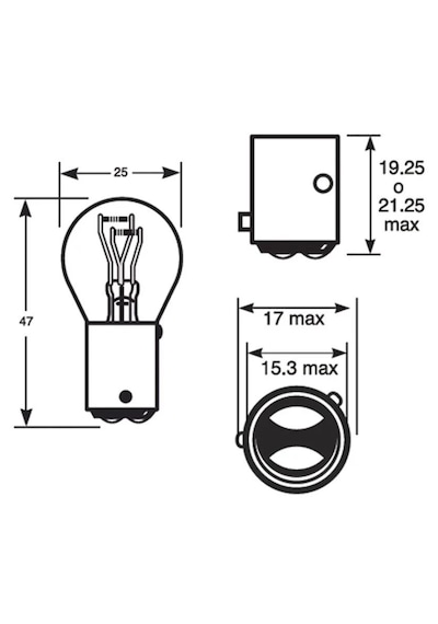 12v 1016 P21/5w Stop Ampulü Çift Duy Yakın Tırnak 10 Adet