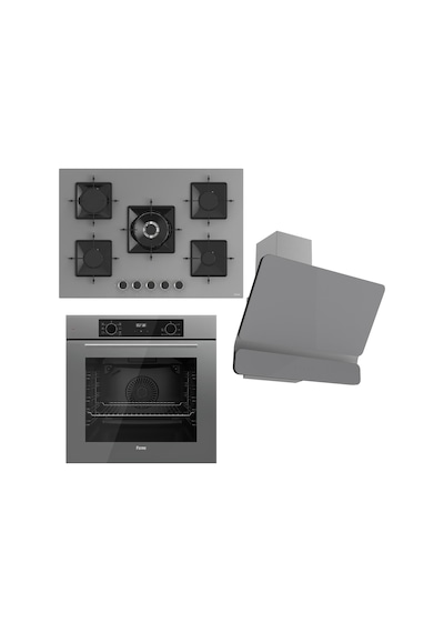 Ferre Flowart Serisi Gri Ankastre Set SS038 - QBL63CPR - D082