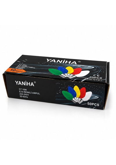 50 Adet Mix Renkli Gece Lambası Ampul E14 - 10w C7 5691