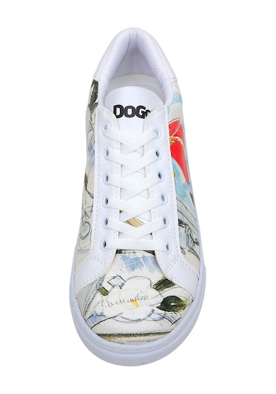 Kadın Vegan Deri Beyaz Sneakers - Hartley's Flower Tasarım Çok Renkli